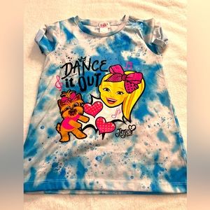 Jojo Siwa Blue Tie size XS/ shirt sleeve / round collar Acid wash dance shirt